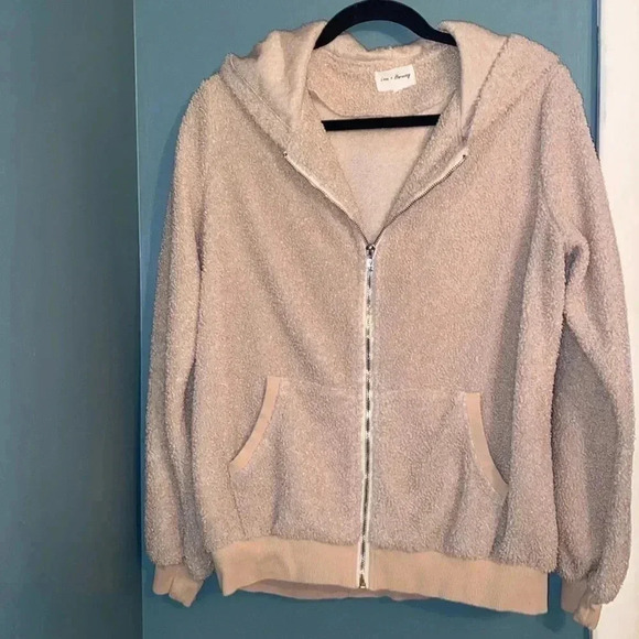 Love + Harmony teddy bear zip up sweatshirt - tan - medium - Picture 1 of 5